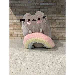GUND Pusheen the Cat Blushing Holding Pastel Rainbow Kawaii Medium Size Plush St